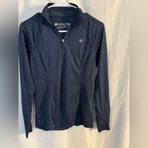 Ariat Women’s Navy Polka Dot Ariattek Long Sleeve 3/4 zip Shirt